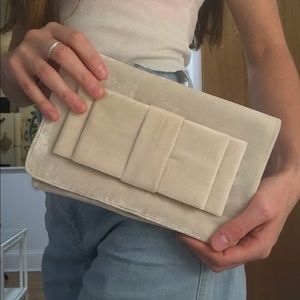 Cream velvet clutch